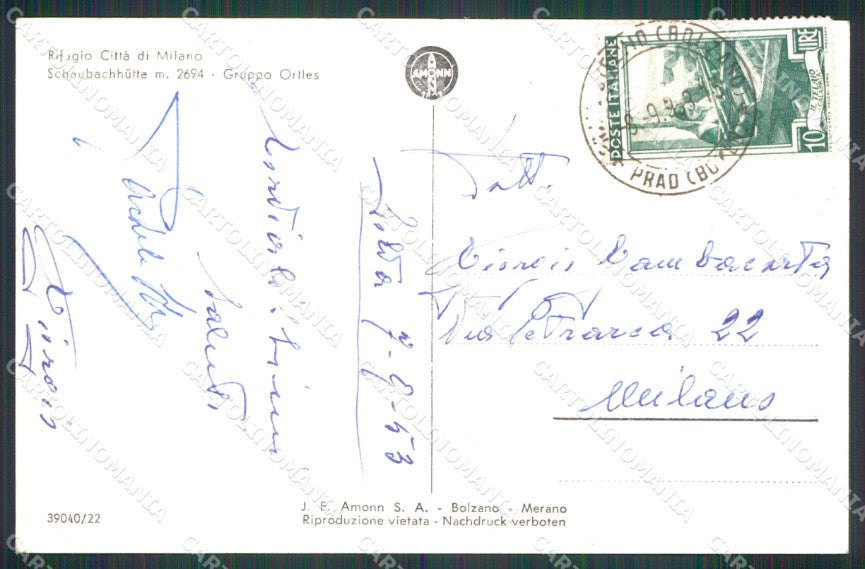 Bolzano Stelvio Solda Rifugio Città di Milano Foto cartolina RB6501 – retro
