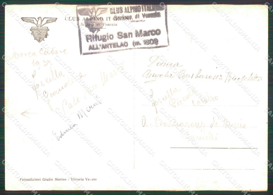 Belluno Borca di Cadore Rifugio San Marco Antelao FG Foto cartolina RB6530 – retro