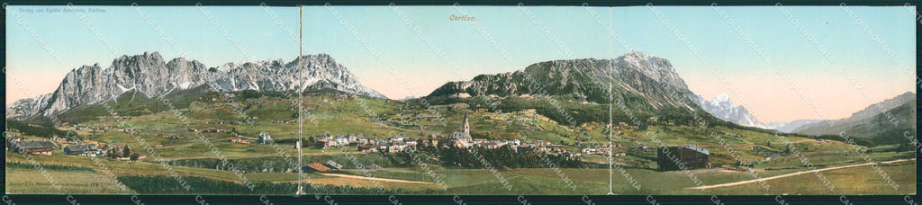 Belluno Cortina d'Ampezzo Tripla RIPARATA cartolina RB6537 – fronte