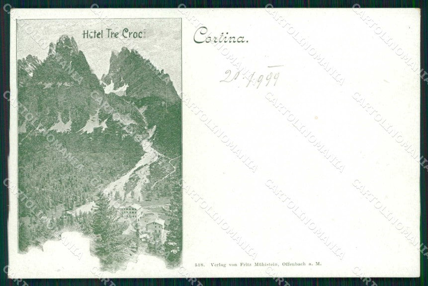 Belluno Cortina d'Ampezzo Hotel Tre Croci cartolina RB6543 – fronte