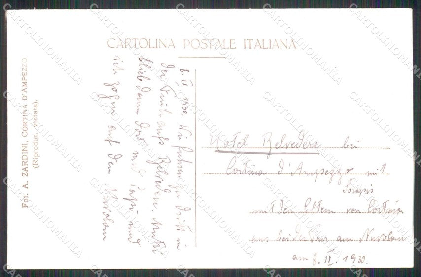 Belluno Cortina d'Ampezzo Ristorante Belvedere Foto Zardini cartolina RB6591 – retro