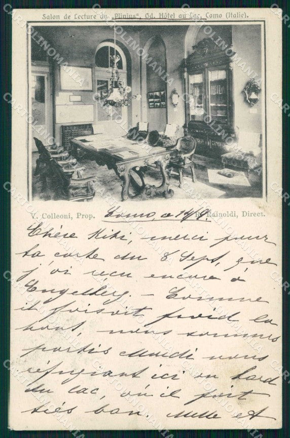 Como Città Plinius Grand Hotel Salone Lettura cartolina RB6612 – fronte