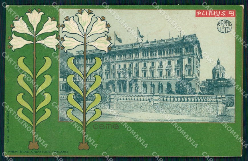 Como Città Plinius Grand Hotel Chiattone Art Nouveau cartolina RB6613 – fronte