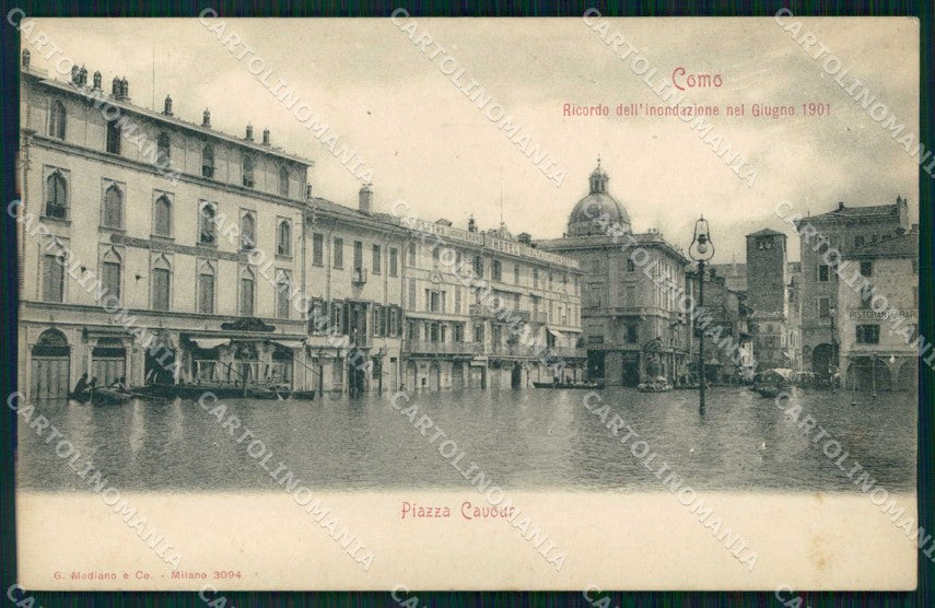Como Città Piazza Cavour Inondazione Giugno 1901 Modiano 3094 cartolina RB6616 – fronte