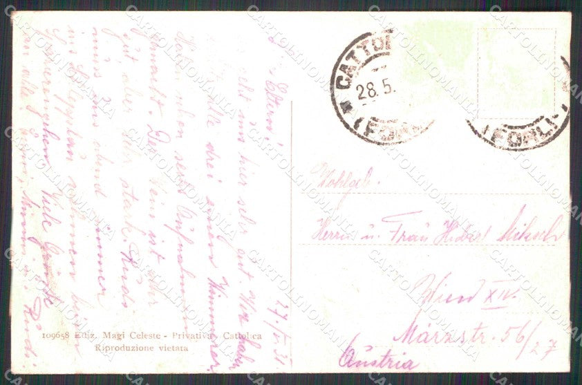 Rimini Cattolica Grand Hotel Fontana Fascismo cartolina RB6654 – retro