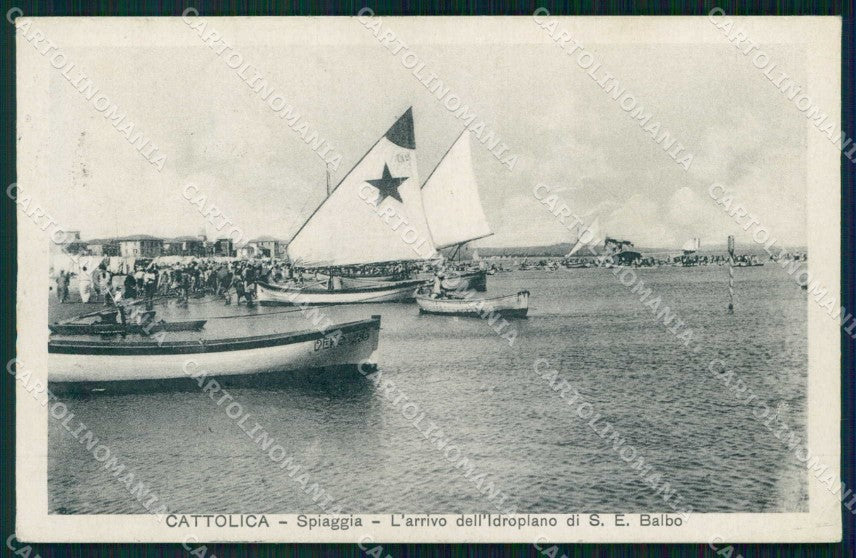 Rimini Cattolica Spiaggia Idroplano Balbo cartolina RB6658 – fronte