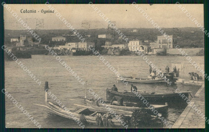 Catania Città Quartiere Ognina Barche RIFILATA cartolina RB6712 – fronte
