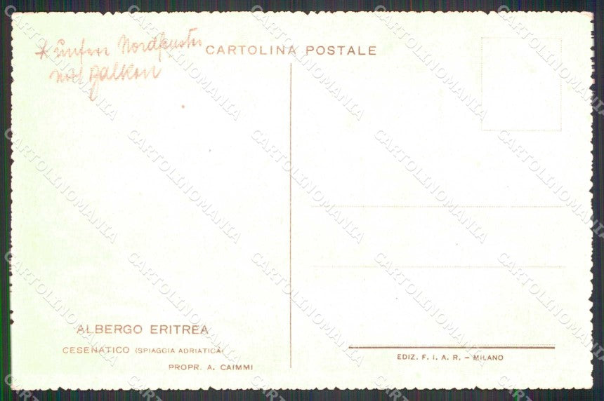 Forlì Cesenatico Albergo Eritrea PIEGA cartolina RB6722 – retro