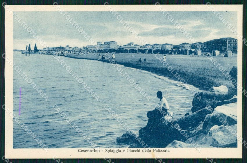 Forlì Cesenatico Spiaggia Blocchi Palizzata cartolina RB6730 – fronte