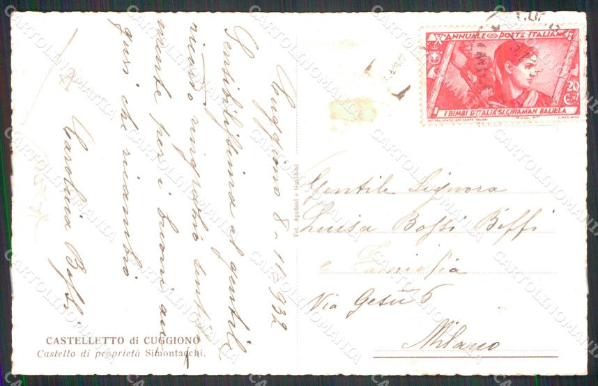 Milano Castelletto di Cuggiono Castello PIEGA cartolina RB6753 – retro