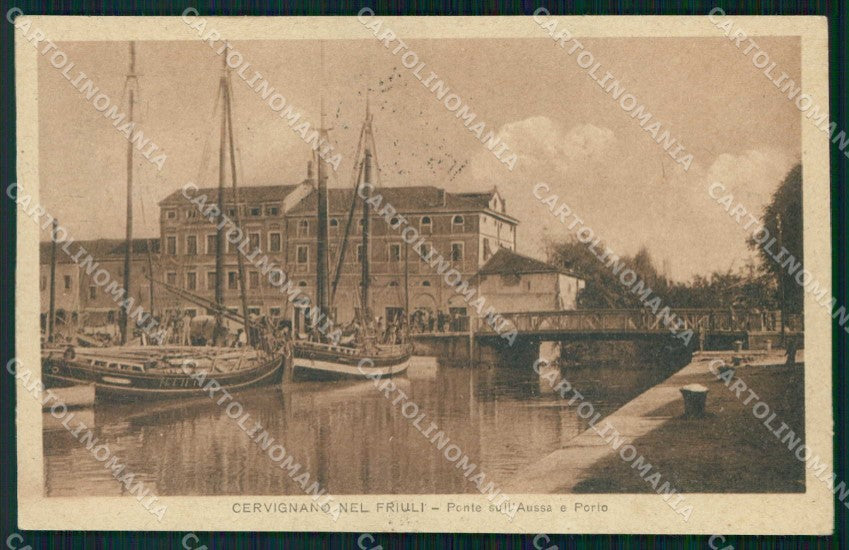 Udine Cervignano Ponte sull' Aussa Barche Porto cartolina RB6828 – fronte