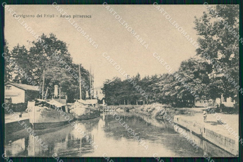 Udine Cervignano Fiume Aussa Barconi cartolina RB6834 – fronte
