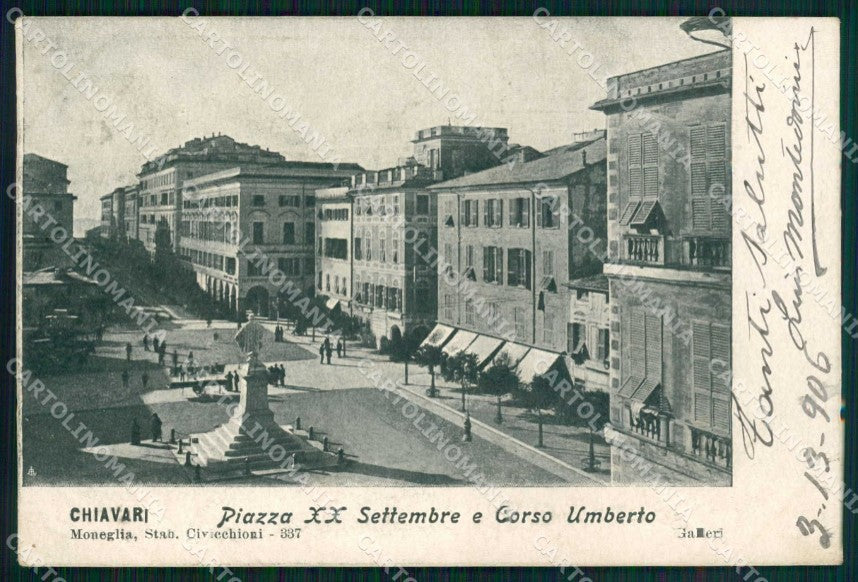 Genova Chiavari Piazza XX Settembre Corso Umberto cartolina RB6878 – fronte