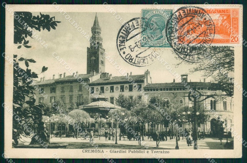 Cremona Città Giardini Pubblici Torrazzo cartolina RB6896 – fronte