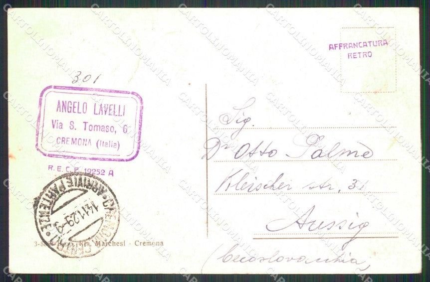 Cremona Città Giardini Pubblici Torrazzo cartolina RB6896 – retro