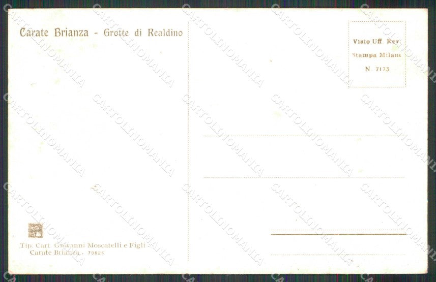 Milano Carate Brianza Grotte di Realdino cartolina RB6939 – retro
