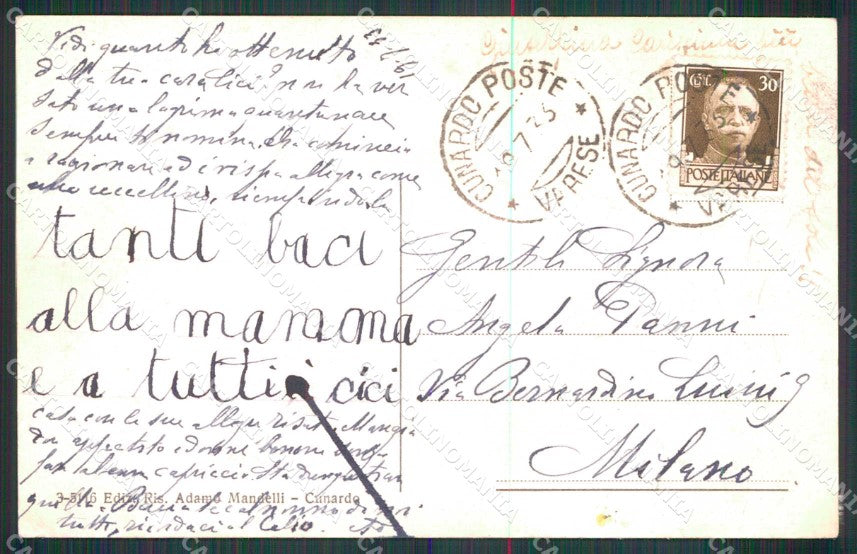 Varese Cunardo Panorama Monte la Nave PIEGHINE cartolina RB7131 – retro