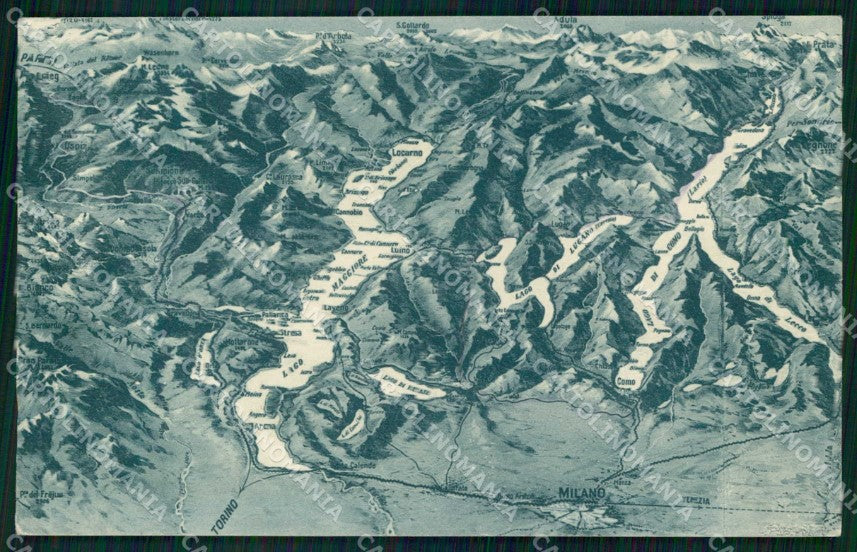 Como Varese Mappa Novara Lago di Brunner 200-1 cartolina RB7223 – fronte