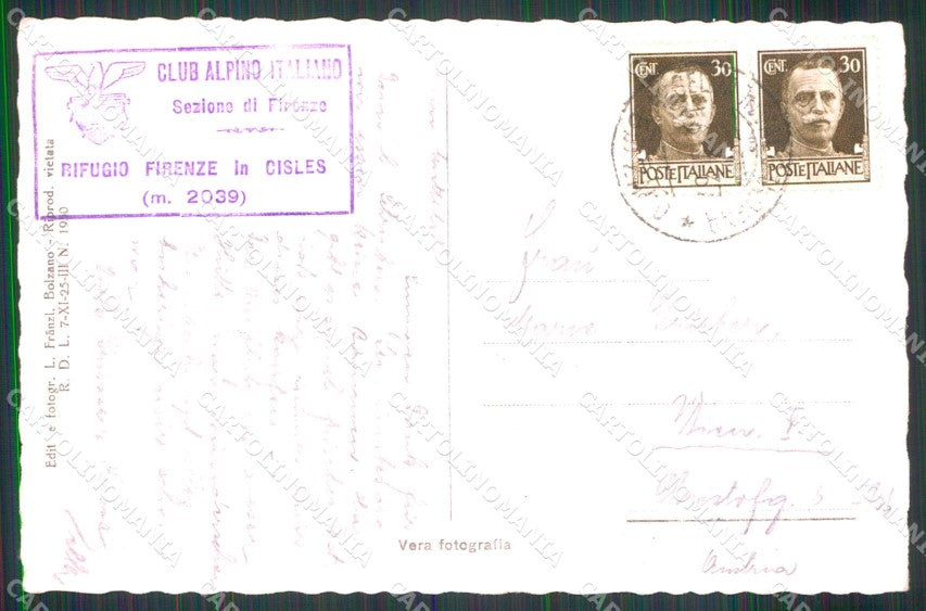 Bolzano Cisles Rifugio Firenze Foto cartolina RB7226 – retro