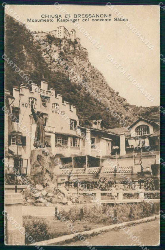 Bolzano Chiusa Albergo Hotel Walter Convento Saben PIEGHINE cartolina RB7244 – fronte
