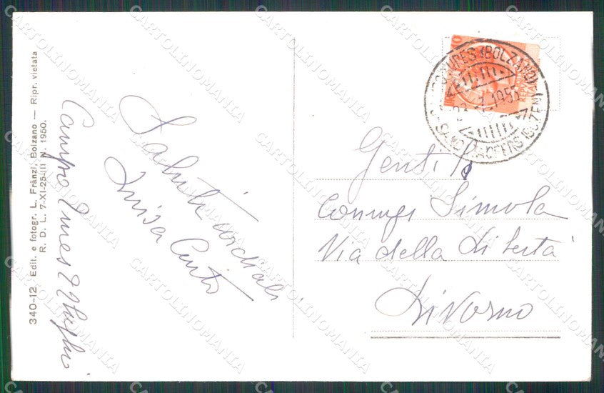 Bolzano Campo Tures Castello e Sasso Nero Franzl 340-12 cartolina RB7277 – retro