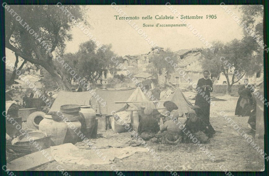 Catanzaro Lamezia Terme Scene d'Accampamento 1905 Terremoto cartolina RB7284 – fronte