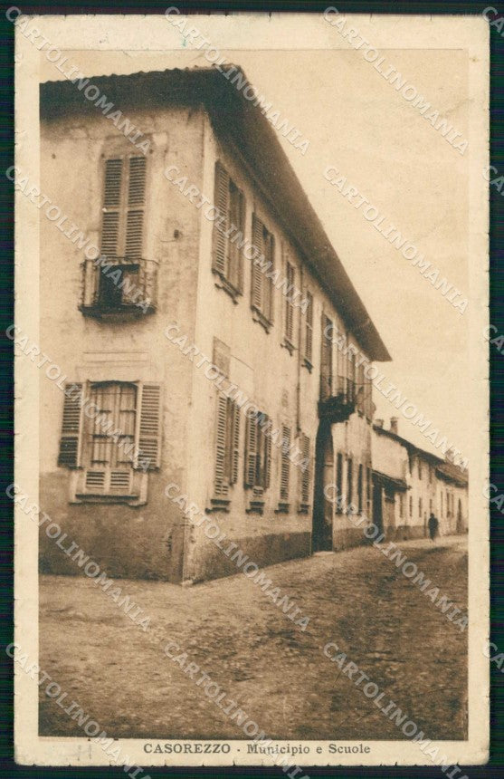 Milano Casorezzo Municipio e Scuole PIEGHINA cartolina RB7322 – fronte