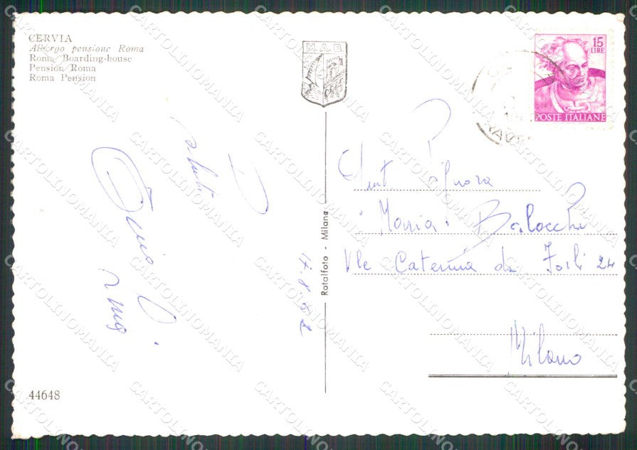 Ravenna Cervia Albergo Pensione Roma FG Foto cartolina RB7376 – retro