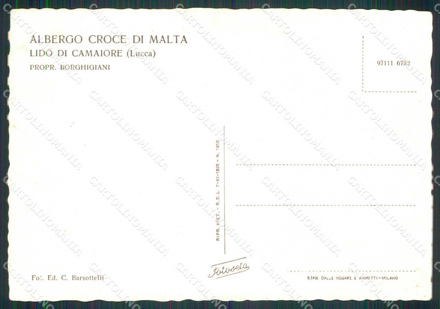 Lucca Camaiore Albergo Croce di Malta FG cartolina RB7379 – retro