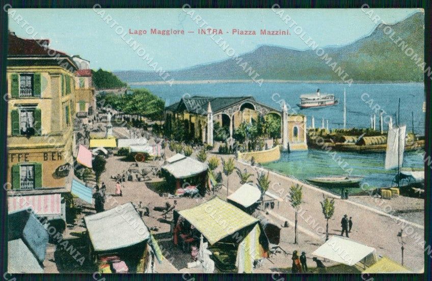 Verbania Intra Piazza Mazzini Mercato Lago Maggiore cartolina RB7403 – fronte