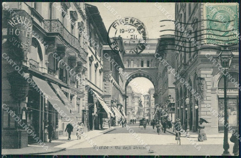Firenze Città Via Strozzi Hotel Helvetia Suisse cartolina RB7526 – fronte