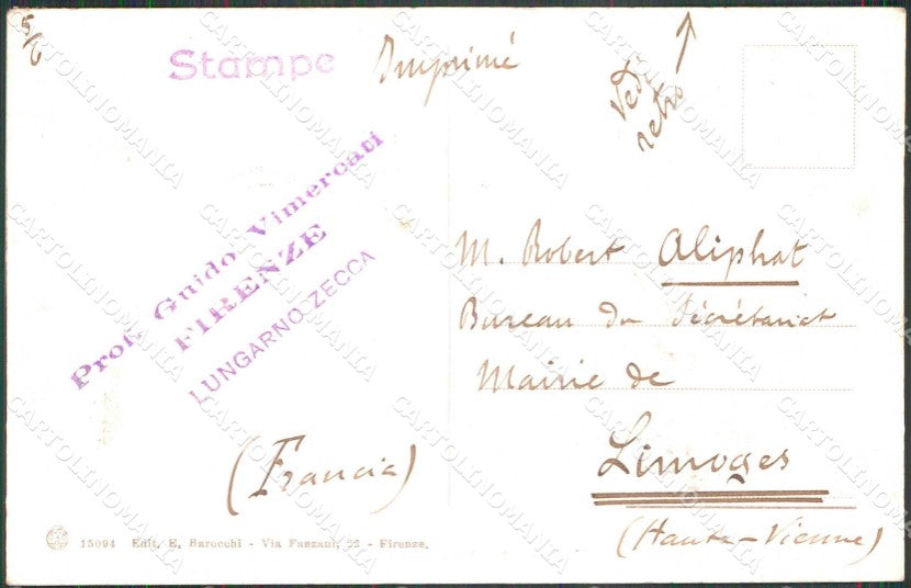 Firenze Città Via Strozzi Hotel Helvetia Suisse cartolina RB7526 – retro