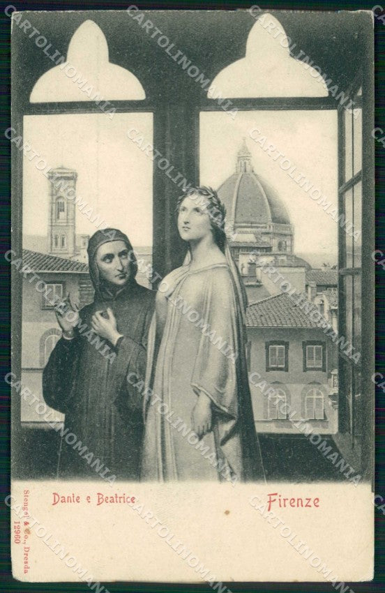 Firenze Città Dante e Beatrice Stengel 12960 cartolina RB7529 – fronte