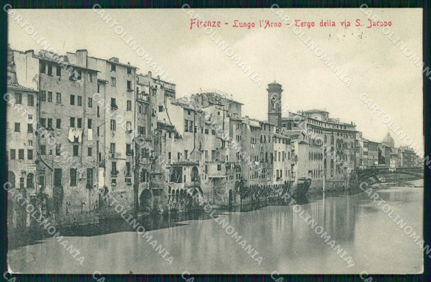 Firenze Città Lungo l'Arno Via S. Jacopo Stengel 11350 cartolina RB7541 – fronte