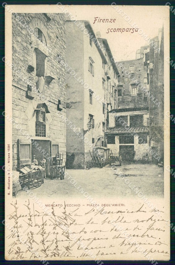 Firenze Città Mercato Vecchio Piazza degl'Amieri Modiano 1536 cartolina RB7581 – fronte