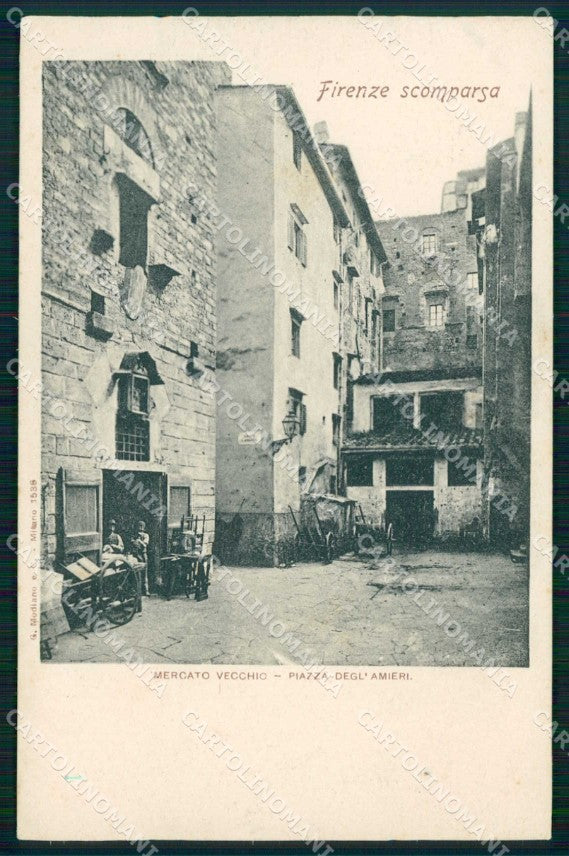 Firenze Città Mercato Vecchio Piazza degl'Amieri Modiano 1538 cartolina RB7582 – fronte