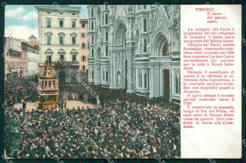 Firenze Città Carro del Sabato Santo PIEGHINA cartolina RB7588 – fronte