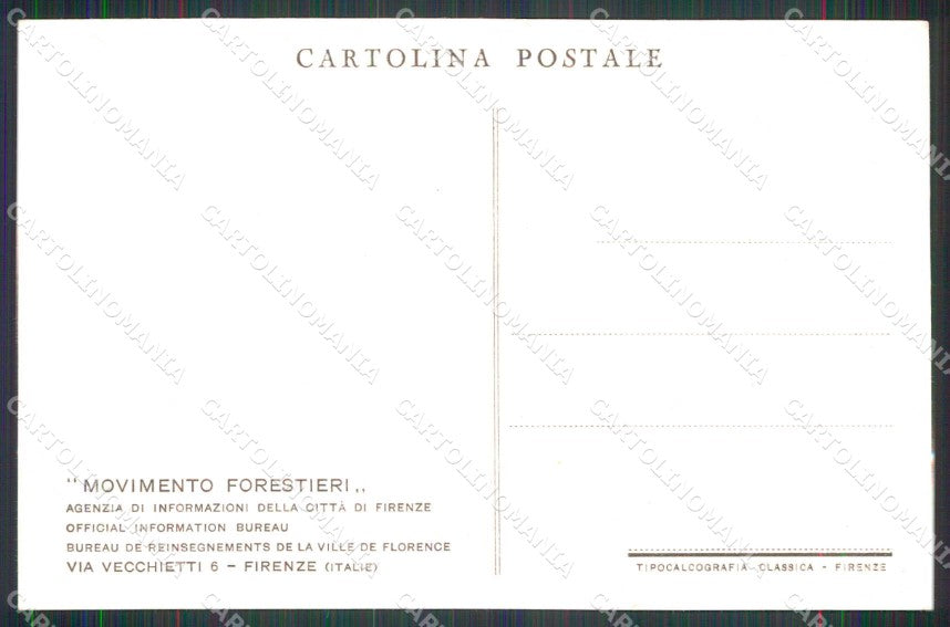 Firenze Città Movimento Forestieri Commerciale cartolina RB7593 – retro