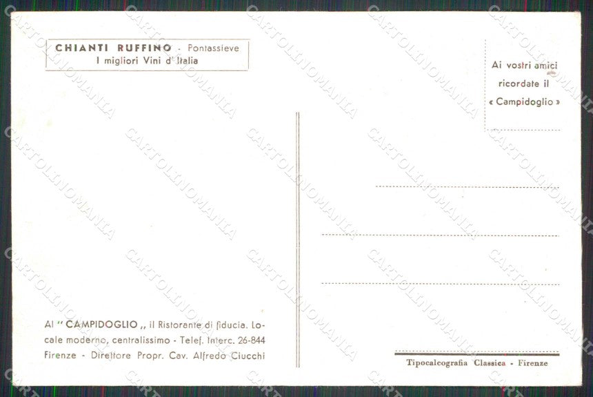 Firenze Città Ristorante al Campidoglio Commerciale cartolina RB7602 – retro