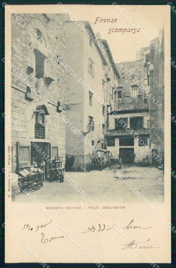 Firenze Città Mercato Vecchio Piazza degl'Amieri Modiano 1536 cartolina RB7605 – fronte