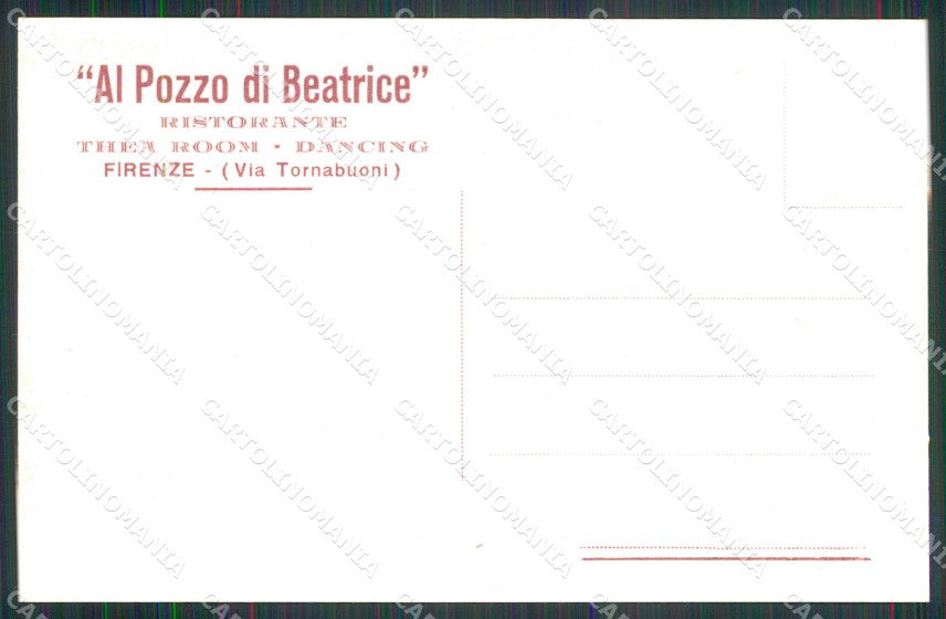 Firenze Città Ristorante Al Pozzo di Beatrice Commerciale cartolina RB7612 – retro
