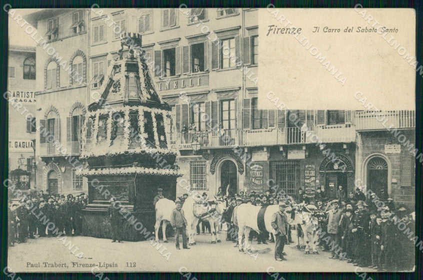 Firenze Città Carro del Sabato Santo Buoi cartolina RB7621 – fronte