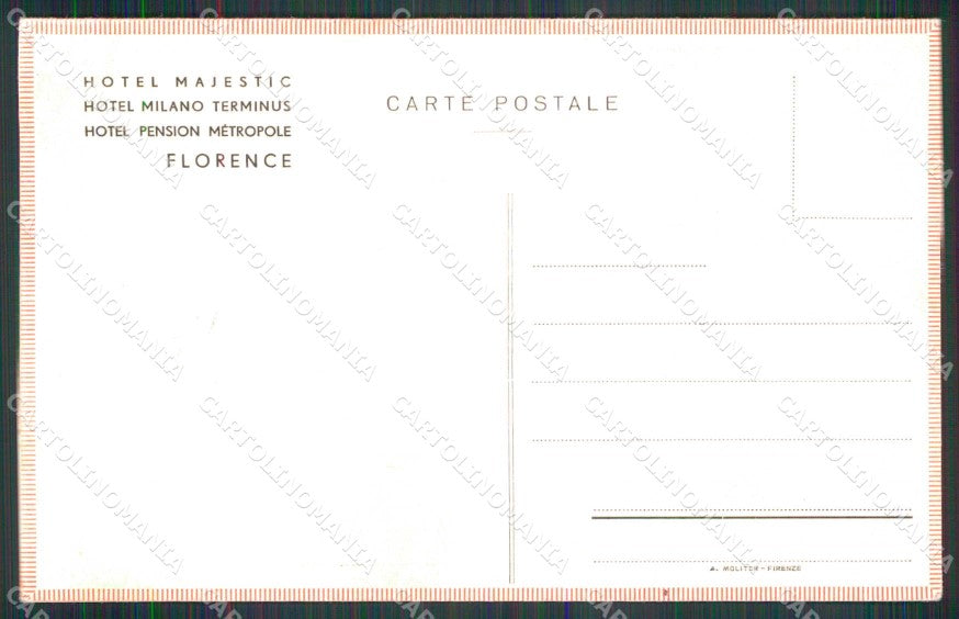 Firenze Città Hotel Majestic Milano Terminus Calendario 1935 cartolina RB7689 – retro