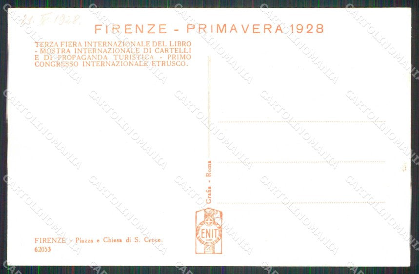 Firenze Città Chiesa S. Croce Fiera Libro 1928 Foto cartolina RB7699 – retro