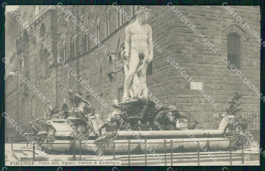 Firenze Città Piazza Signoria Fontana di Gianbologna PIEGHINA cartolina RB7713 – fronte