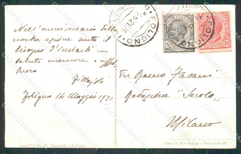Perugia Foligno Palazzo Comunale cartolina RB7752 – retro