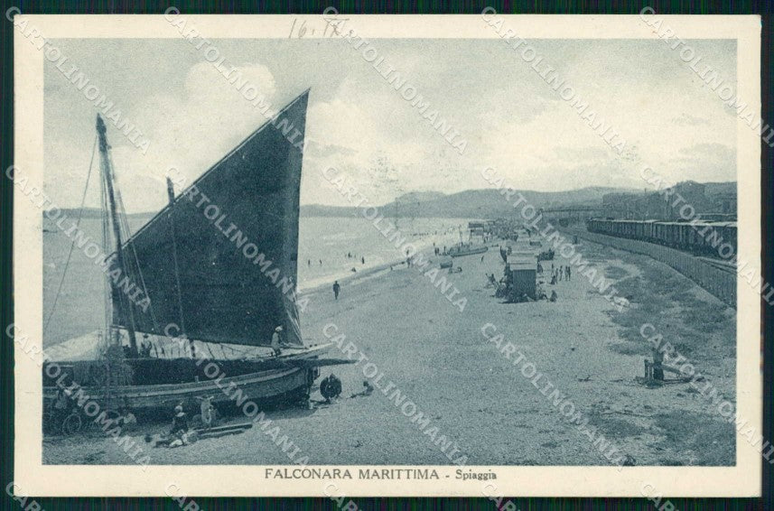 Ancona Falconara Spiaggia Barca a Vela cartolina RB7765 – fronte
