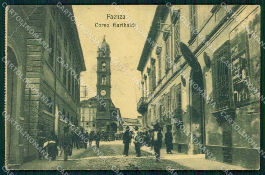 Ravenna Faenza Corso Garibaldi PIEGHINA cartolina RB7771 – fronte