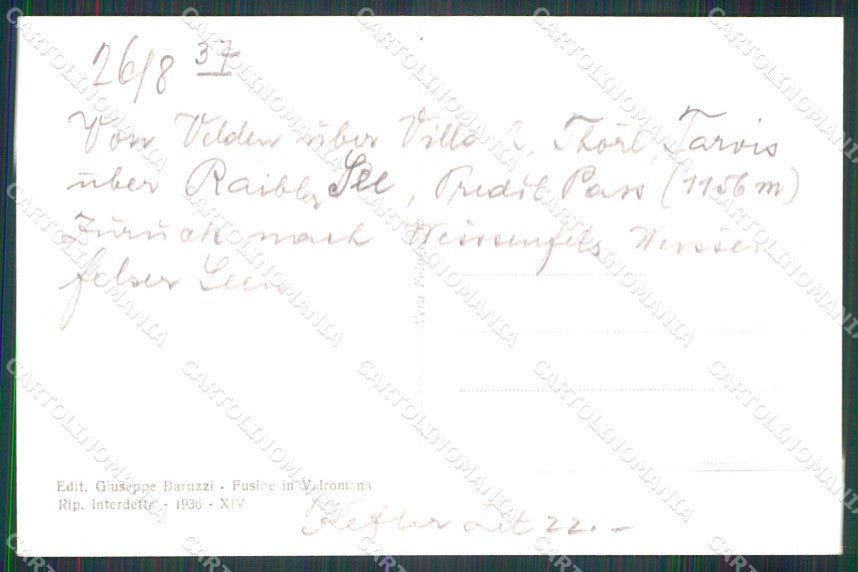 Udine Fusine in Valromana Albergo alla Posta Foto cartolina RB7789 – retro