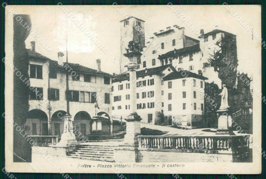Belluno Feltre Piazza Vittorio Emanuele Castello PIEGA cartolina RB7814 – fronte